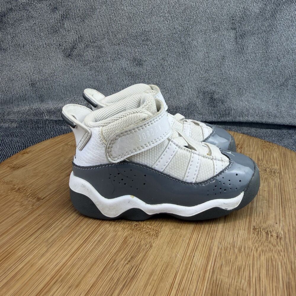 Jordan Air Jordan 6 Rings Shoes Toddler Size 6C White Gray Sneakers 323420-121